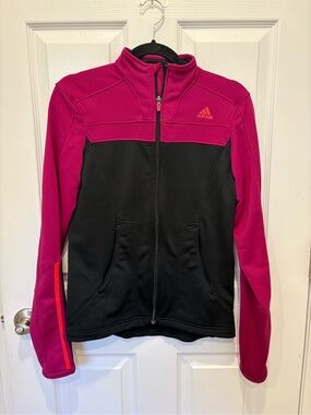 adidas Women's Pink & Black Zip-Up Bomber Jacket #1051